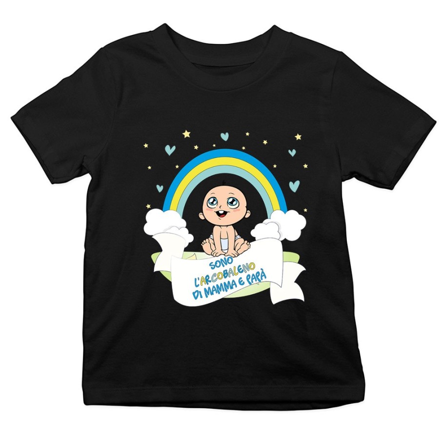 T-shirt bambino sono l'arcobaleno di mamma e papà con bambino Per la famiglia