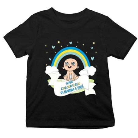 T-shirt bambino sono l'arcobaleno di mamma e papà con bambino Per la famiglia