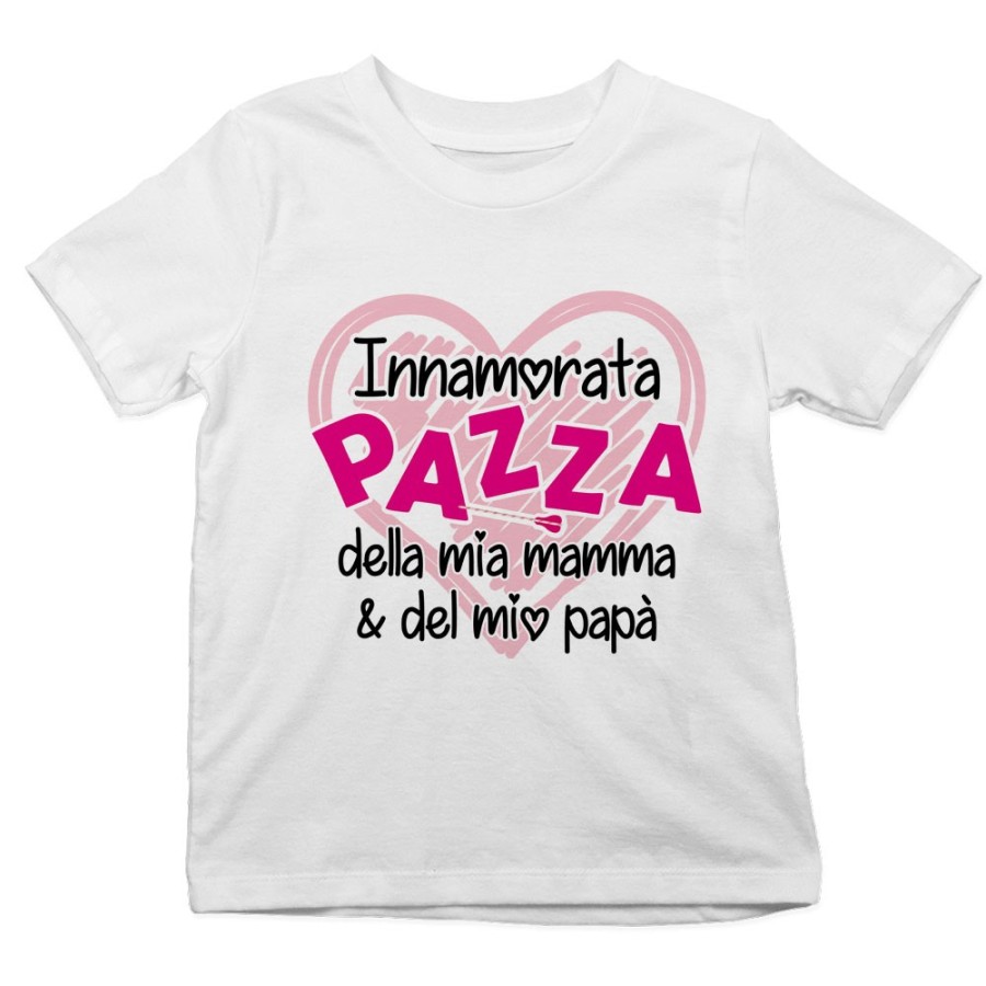 T-shirt bambino innamorato pazzo della mia mamma e del mio papà Per la famiglia
