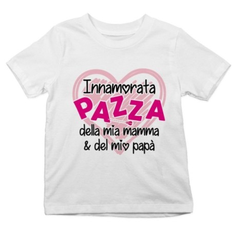 T-shirt bambino innamorato pazzo della mia mamma e del mio papà Per la famiglia