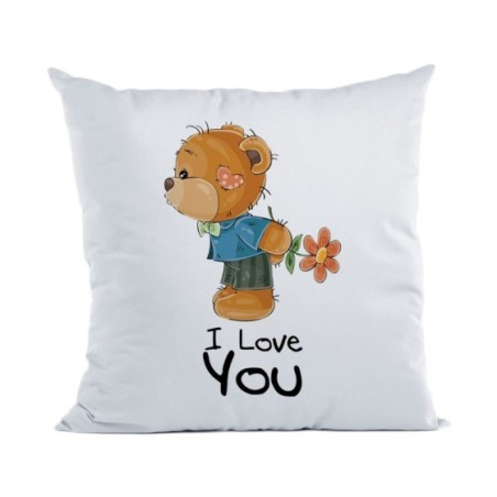 Cuscino personalizzabile con nome i love you con orsetto