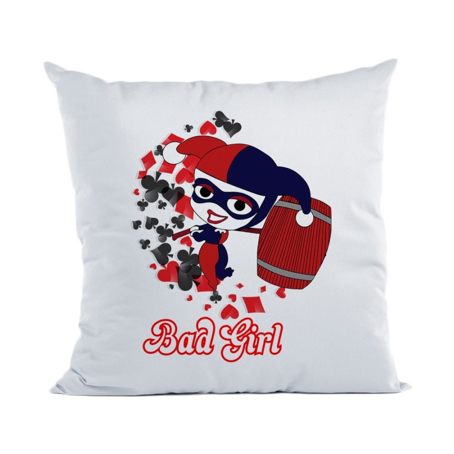 Cuscino personalizzabile con nome harley quinn bad girl Love