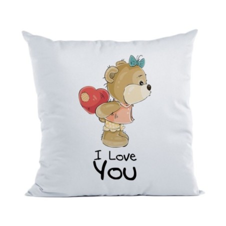 Cuscino personalizzabile con nome i love you con orsetta