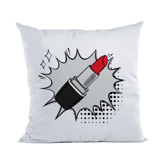 Cuscino personalizzabile con nome rossetto pop art Love