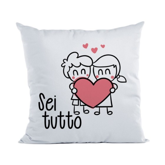 Cuscino personalizzabile con nome sei tutto con omini e cuore Love