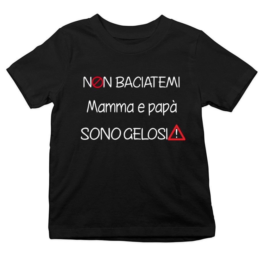 T-shirt bambino non baciatemi mamma e papà sono gelosi Per la famiglia