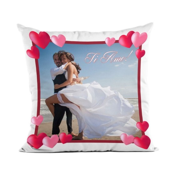 Cuscino personalizzato con foto e nomi cornice love Love