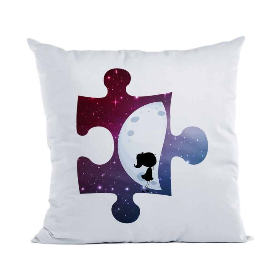 Cuscino personalizzabile con nome puzzle donna su mezza luna Love