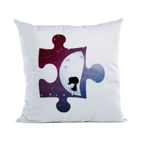 Cuscino personalizzabile con nome puzzle donna su mezza luna