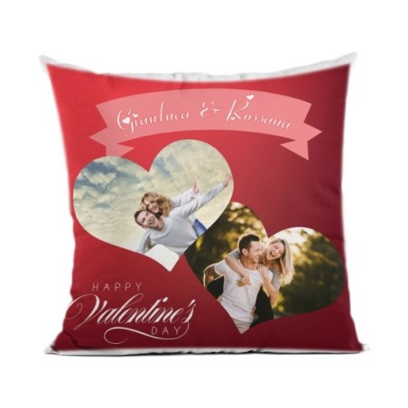 Cuscino personalizzato con foto e nomi love hearts Love