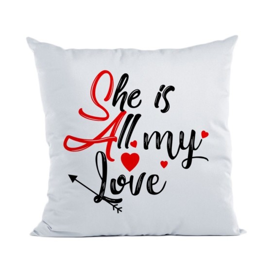 Cuscino personalizzabile con nome she is all my love Love