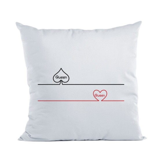 Cuscino personalizzabile con nome queen picche e cuori Love