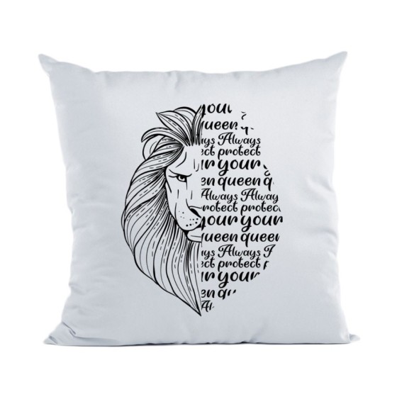 Cuscino personalizzabile con nome lion always protect your queen Love