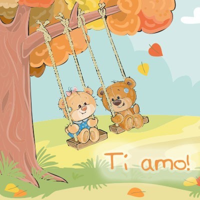 Personalizzabile con nomi orsetti sull'altalena con scritta ti amo