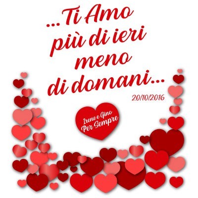 Personalizzate con nomi e data ti amo più di ieri e meno di domani