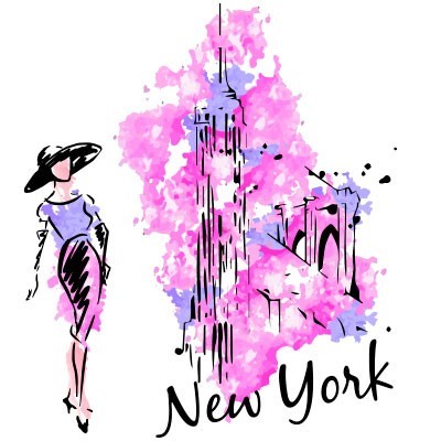 New york watercolor stilizzata