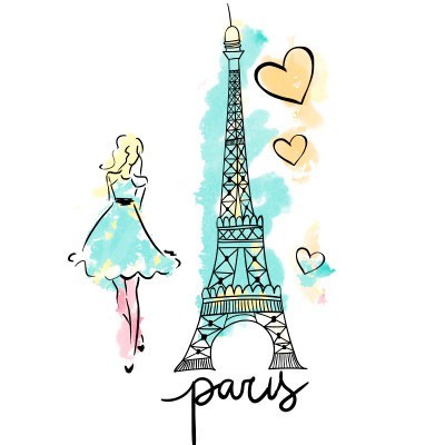 Paris watercolor stilizzata