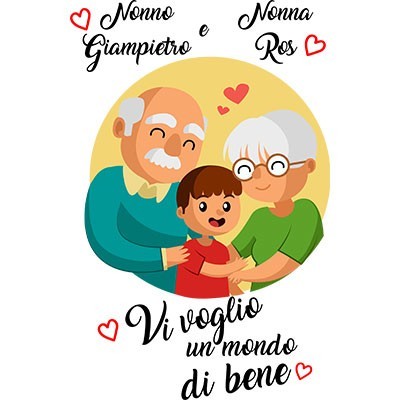 Personalizzato con nomi dei nonni vi voglio un mondo di bene