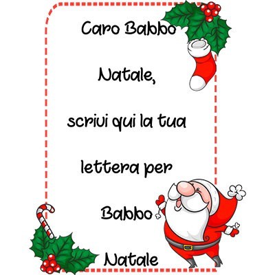personalizzata con testo lettera a babbo natale con ghirlande