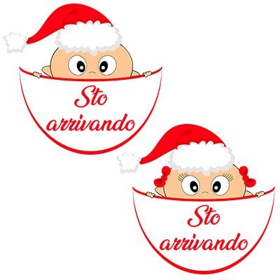 bimbo che esce dalla tasca con cappello di babbo natale sto arrivando