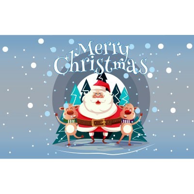 merry christmas con babbo natale e renne