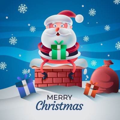 merry christmas con santa claus e regali