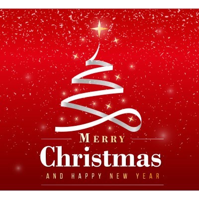 merry christmas and happy new year con albero stilizzato