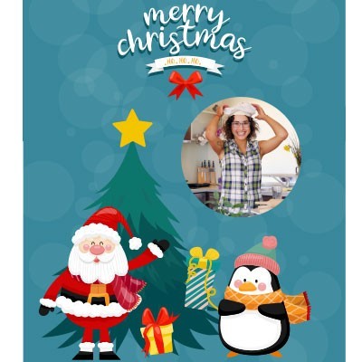 merry christmas, babbo natale e pinguino