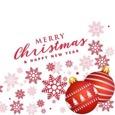 merry christmas con stelle di natale e addobbi