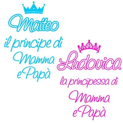 Personalizzata con nome sono la principessa il principe di mamma e papà con corona