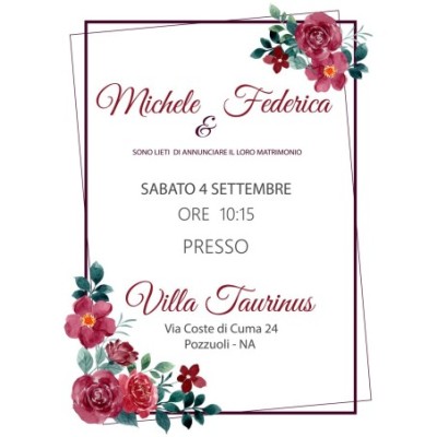 Fiori rossi watercolor e riquadri bordeaux in pvc riciclato