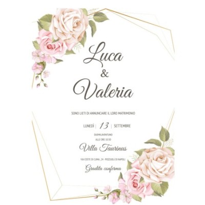 Fiori rosa e cornice effetto oro in pvc riciclato