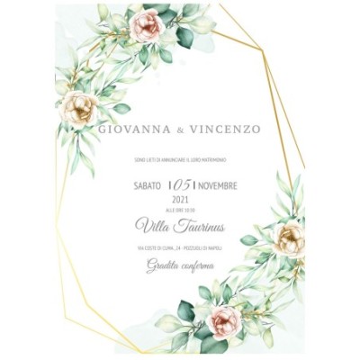 Rose gialle e rosso chiaro con poligoni effetto oro in pvc riciclato