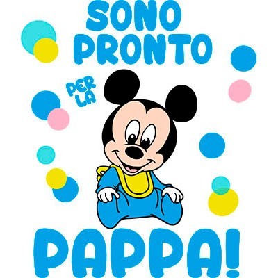 Sono pronto per la pappa baby topolino