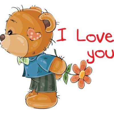 Personalizzabile con nome i love you con orsetto
